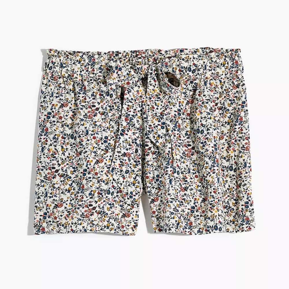 Madewell Drawstring Drapey Pull-On Shorts in Blossoming Vines S